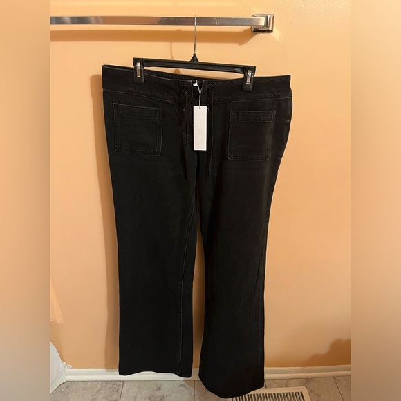 NWT EB Denim Low Rise Lace Up Wide Leg Jeans in Fox Black - Picture 5 of 10